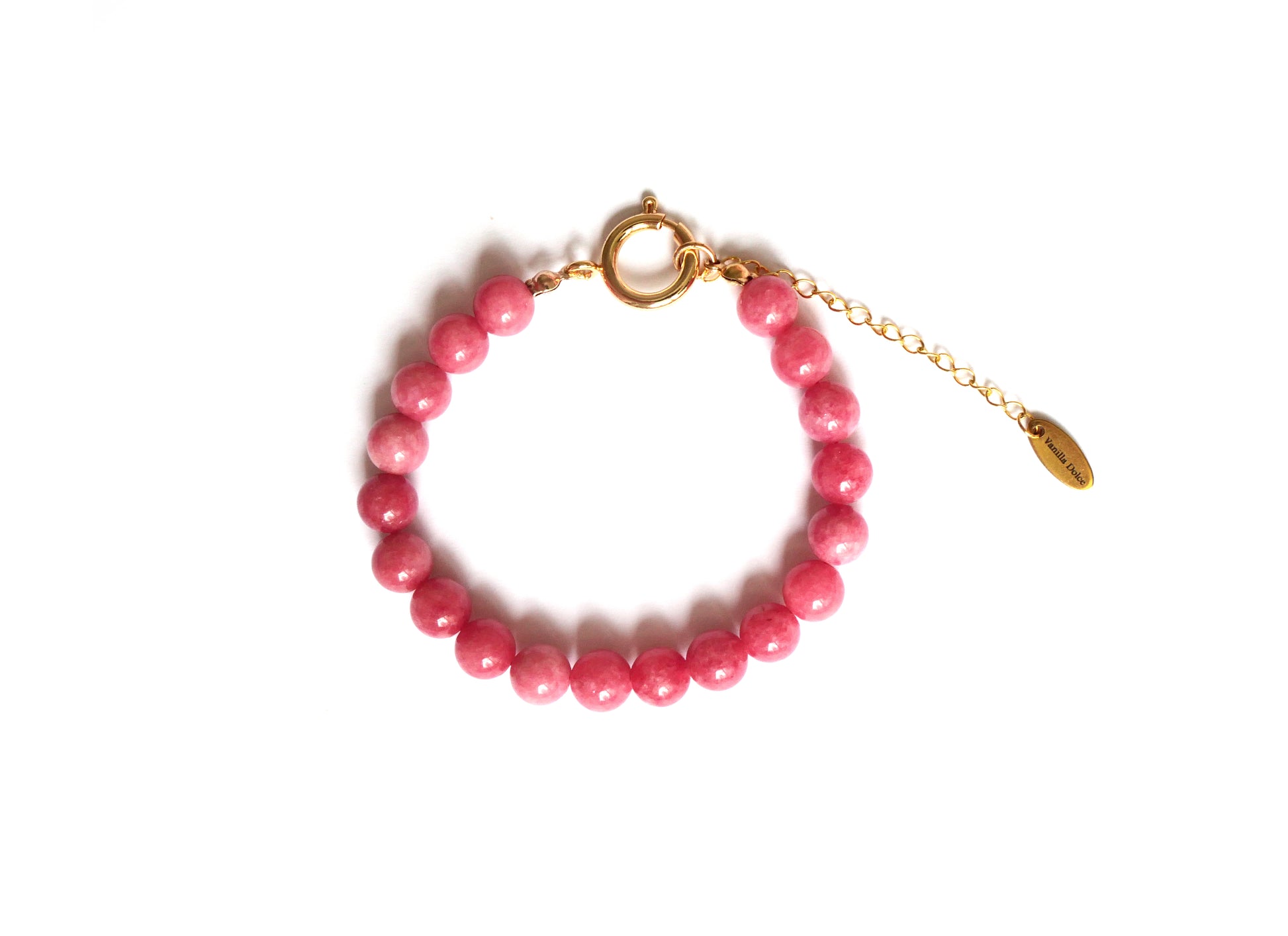 14K gold pink jade bracelet