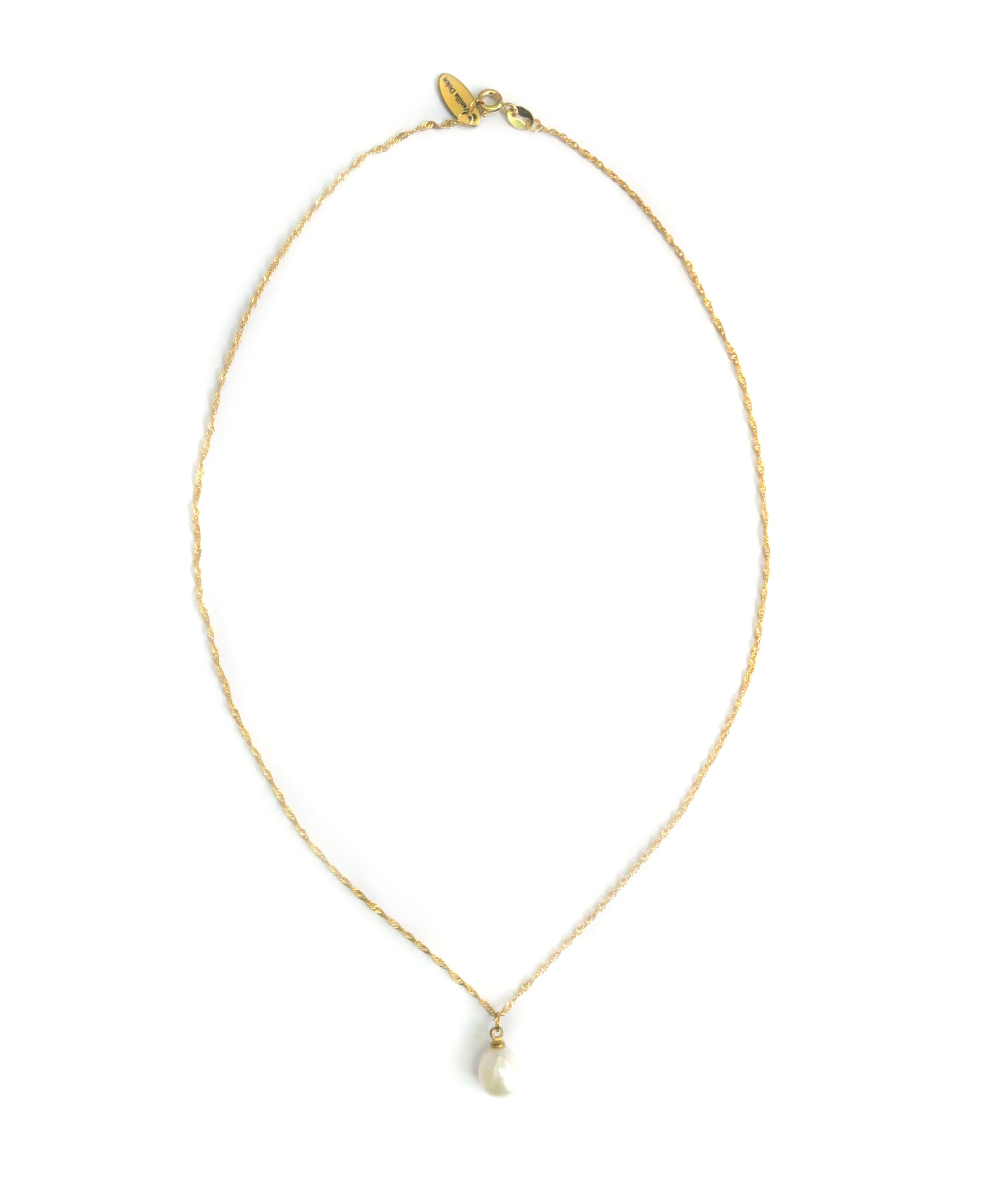 14K Gold necklace with white pearl pendent