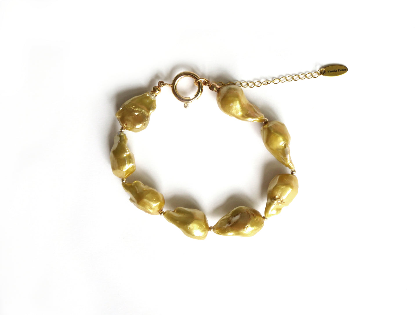 Gold bracelet gold baroque pearls